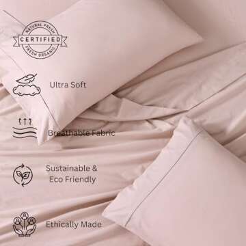 LANE LINEN Organic Cotton Sheets Full Size for Luxury Comfort