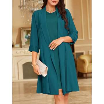 Women’s 2 Pieces Knee Length Mother of The Bride Dresses for Wedding Lace Formal Evening Gowns wit...