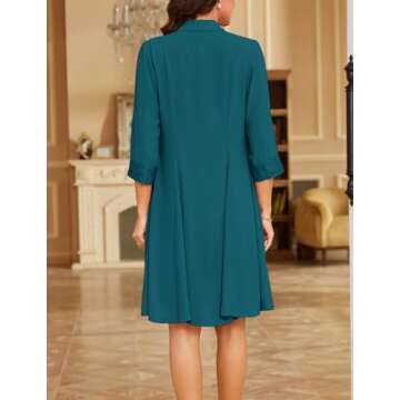 Women’s 2 Pieces Knee Length Mother of The Bride Dresses for Wedding Lace Formal Evening Gowns with Jacket Aquamarine S