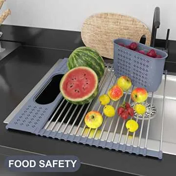 LEMIKKLE Roll Up Dish Drying Rack 17.5" x 15.2" Multi-Purpose Kitchen Accessory