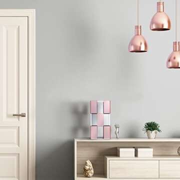 Elavain Acrylic Flower Vase, Clear & Blush Pink Mirror Checkered Design Large Vase, Great Vases for Room Décor, Home Décor, Wedding, Table Centerpieces & Home Decorations for Living Room | 9.4’’ Tall