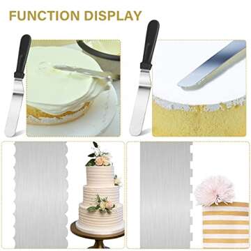 4 Pcs Cake Decorating Supplies Kit, Cake Scraper Smoother Tool Set Metal Angled Icing Spatula 9'' St...