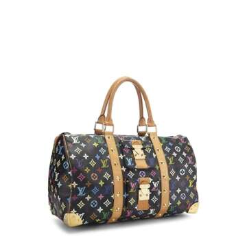 Louis Vuitton, Pre-Loved Takashi Murakami x Louis Vuitton Black Monogram Multicolore Keepall 45, Bla...