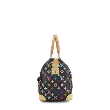 Louis Vuitton, Pre-Loved Takashi Murakami x Louis Vuitton Black Monogram Multicolore Keepall 45, Black
