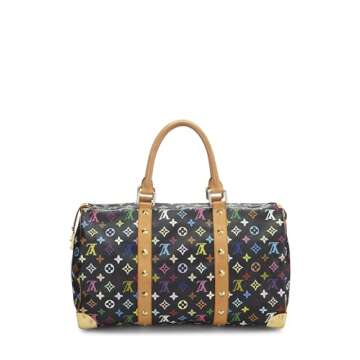 Louis Vuitton, Pre-Loved Takashi Murakami x Louis Vuitton Black Monogram Multicolore Keepall 45, Black
