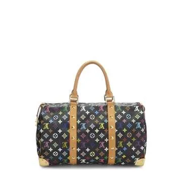 Louis Vuitton, Pre-Loved Takashi Murakami x Louis Vuitton Black Monogram Multicolore Keepall 45, Black