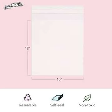 Pack It Chic - 10” X 13” (200 Pack) Clear Resealable Cello Bags - Fits 10X13 Prints, Photos, Documents - Self Seal