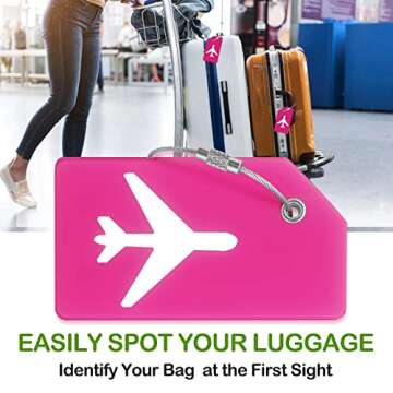 Luggage Tag - Travel Essentials Accessories for Suitcases Quickly Identify, Travel Tags for Luggage, Backpacks, Bags, Baggage, Cruise Suitcases - Flexible & Bright Silicone