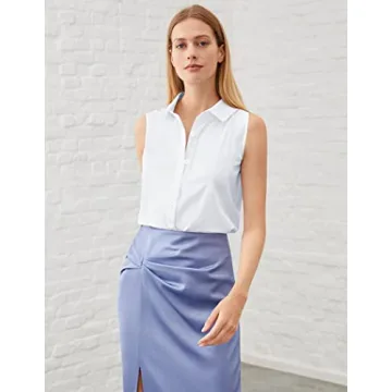 Stylish Women's Sleeveless Button Down Shirt for Work