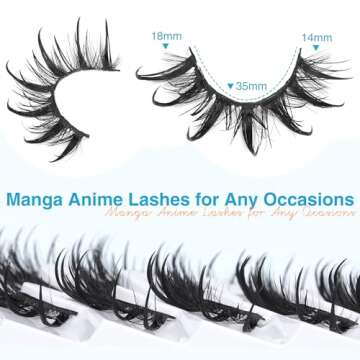 Manga Lashes Anime False Eyelashes Natural Japanese Lashes Wispy Thick Cosplay Eyelashes 18MM Spiky Doll Lashes Faux Mink Eye Lashes by Winifred