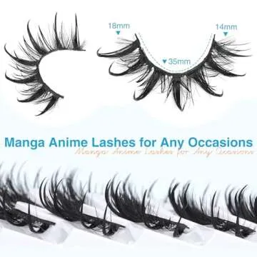 Manga Lashes Anime False Eyelashes Natural Japanese Lashes Wispy Thick Cosplay Eyelashes 18MM Spiky Doll Lashes Faux Mink Eye Lashes by Winifred