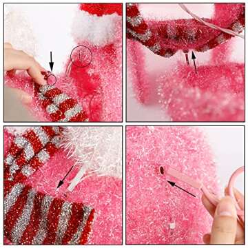 Prsildan Christmas Lighted Decoration 25" x 19" Pink Pig, 50 Lights 3D Flying Pig with Christmas Hat and Scarf, Cute Decorations for Indoor Outdoor Home Kitchen Yard Garden Holiday Party