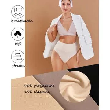 FINETOO High Waisted Thongs Seamless Tummy Control