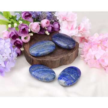 LAIDANLA Lapis Lazuli 2.4" Large Palm Stone Healing Crystals Natural Gemstones Calming Effects Energy Balancing Reiki Polished Worry Stone Cleansing Protection Anxiety Stress Relief Therapy 1PC