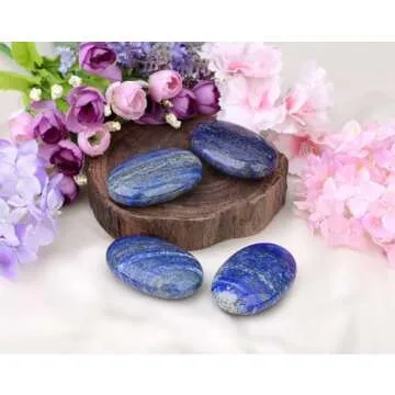 LAIDANLA Lapis Lazuli 2.4" Large Palm Stone Healing Crystals Natural Gemstones Calming Effects Energy Balancing Reiki Polished Worry Stone Cleansing Protection Anxiety Stress Relief Therapy 1PC
