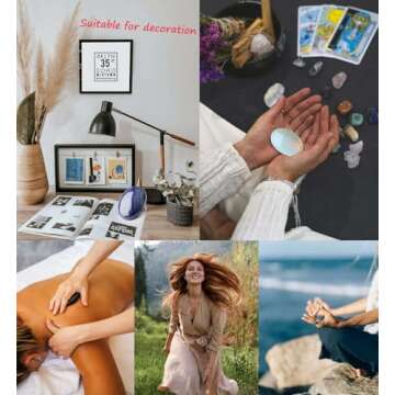 LAIDANLA Lapis Lazuli 2.4" Large Palm Stone Healing Crystals Natural Gemstones Calming Effects Energy Balancing Reiki Polished Worry Stone Cleansing Protection Anxiety Stress Relief Therapy 1PC