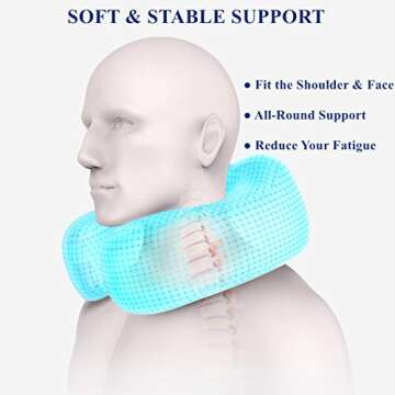 ENOTHEN Travel Pillow 100% Pure Memory Foam Neck Pillow with Machine Washable Cover, Airplane Travel Kit with 3D Contoured Eye Masks, Earplugs & Reusable Bag (Grey)