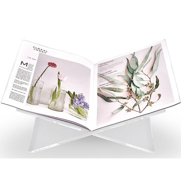 Honygebia Clear Acrylic Book Stands - Cross Frame Acrylic Book Holder, Open Bookstand for Display and Reading, Suitable for Art, Bible, Cookbook, Easel, Magazine, Textbooks 12.5" x 9.5" x 5.5"