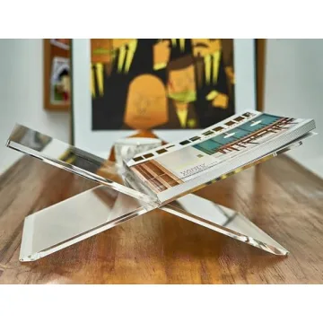 Honygebia Clear Acrylic Book Stands - Cross Frame Acrylic Book Holder, Open Bookstand for Display and Reading, Suitable for Art, Bible, Cookbook, Easel, Magazine, Textbooks 12.5" x 9.5" x 5.5"