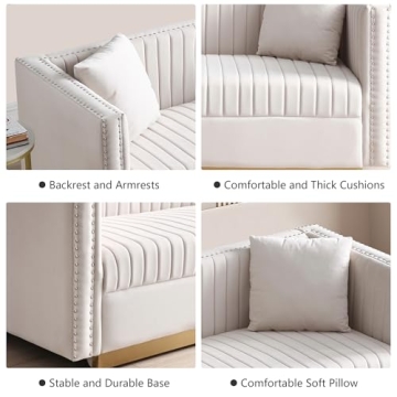 Mikibama Velvet Loveseat Sofa - Luxury 3 Seater Couch