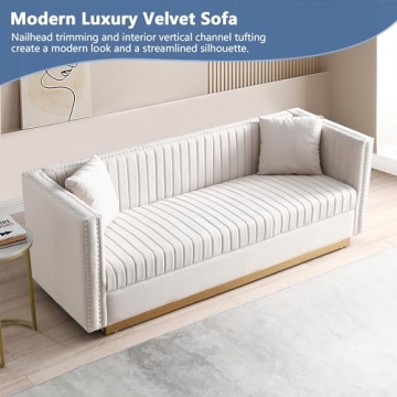 Mikibama Velvet Loveseat Sofa - Luxury 3 Seater Couch
