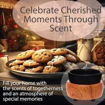 Mindful Design Black Wood Grain Candle Wax Warmer for Scented Wax - Electric Plug in Wax Melt Warmer - Stocking Stuffer Gift Holiday Christmas Hanukkah