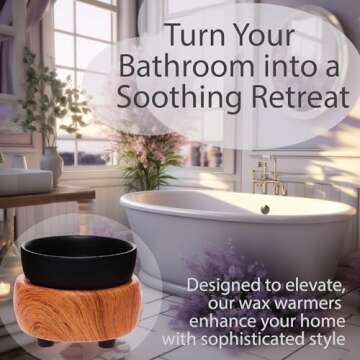 Mindful Design Black Wood Grain Candle Wax Warmer for Scented Wax - Electric Plug in Wax Melt Warmer - Stocking Stuffer Gift Holiday Christmas Hanukkah