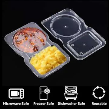 32 Set Double Compartment Condiment Containers with Lids, 2025 New Disposable 2 Compartment Snack Containers, Portion Cups Reusable Plastic Snack Container for to-go Sauce, Sampling, Travel Snack