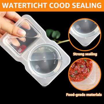 32 Set Double Compartment Condiment Containers with Lids, 2025 New Disposable 2 Compartment Snack Containers, Portion Cups Reusable Plastic Snack Container for to-go Sauce, Sampling, Travel Snack