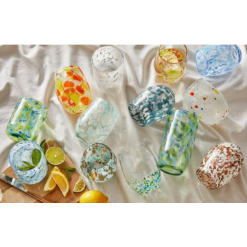Confetti Stemless Wine Glasses 16 oz - Artisan Crafted Drinkware