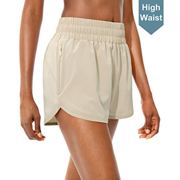 SANTINY Women's High Waisted Running Shorts with Pockets