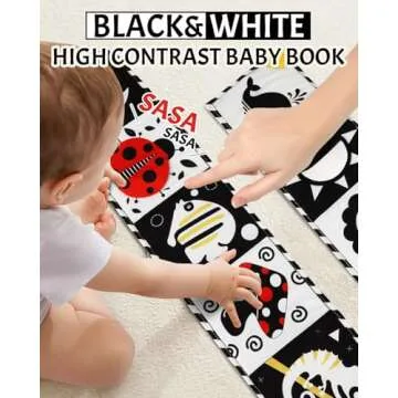 High Contrast Baby Toys, Black and White Newborn Toys for Brain Development, Soft Baby Books, Infant...