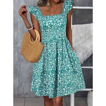 Loemes Beach Dresses for Women 2025 Vacation Party Dress Plus Size Dresses for Wedding Guest Midi Su...