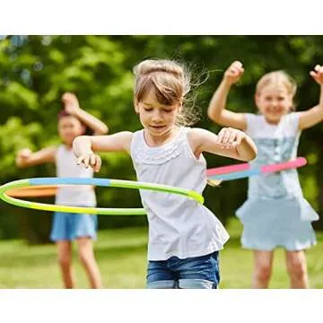 Beakabao Exercise Hoops Set for Kids(6 Parts), Weight and Size Adjustable Detachable Fitness Toys, Suitable for Gymnastics, Dance, Party, Games and Pet Training, 29 Inches (Yellow + Green + Blue)