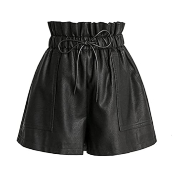 Stylish SCHHJZPJ Black Faux Leather Shorts for Women