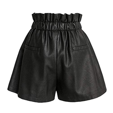 Stylish SCHHJZPJ Black Faux Leather Shorts for Women