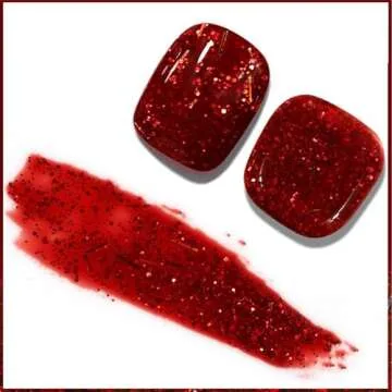 KAHSOSE Red Chunky Glitter Gel Nail Polish, Red Glitter Nail Polish, Long Lasting Christmas Gel Polish, Bright Glitter Nail Polish Gel for Women & Girls, Red UV Nail Gel, 0.5 Floz