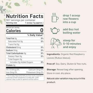 Organic Dried Raspberry Leaf Tea | 2lbs | Premium Herbal Source for Pregnancy | Non-GMO