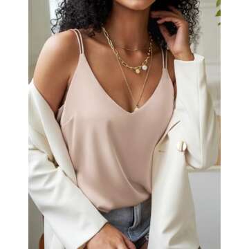 Ekouaer Womens 2-Pack Silk Satin Camisole Tank Top V Neck Sexy Cross Back Spaghetti Strap Cami Sleeveless Lounge Tops
