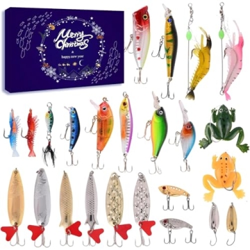 Lihome Fishing Advent Calendar 2024 – 24-Day Set of Fishing Lures for All Anglers