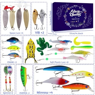 Lihome Fishing Advent Calendar 2024 - 24 Fishing Lures