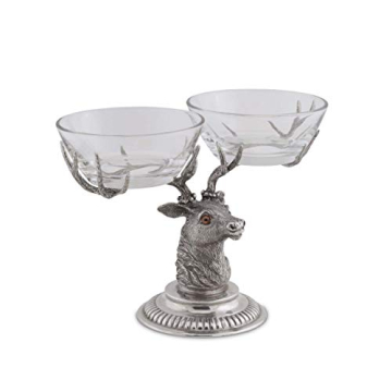 Vagabond House Stag Head Double Condiment Bowl Unique Artisan Craftsmanship