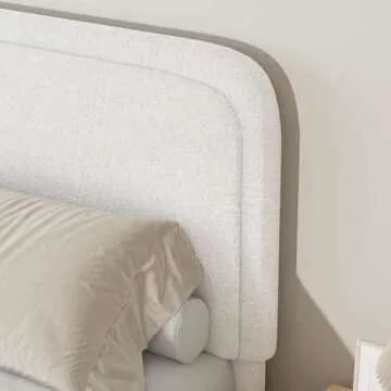 Modern Twin Size Bed Frame with Boucle Upholstery