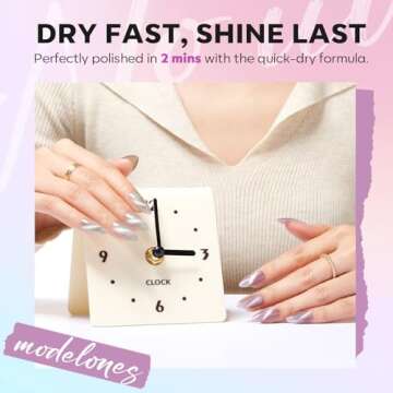 modelones Cat Eye Nail Polish Set, 6 Colors Magnetic Silver Pink Red Purple Quick Dry Mini Nail Lacquer Kit, Green Orange Blue Long Lasting Crystal Velvet Manicure Home DIY Fall Gift for Women Girl