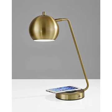 Adesso 5131-21 Emerson Desk Lamp Wireless Charging, 7W LED, 5W QI, USB Port, Indoor Lighting Lamps