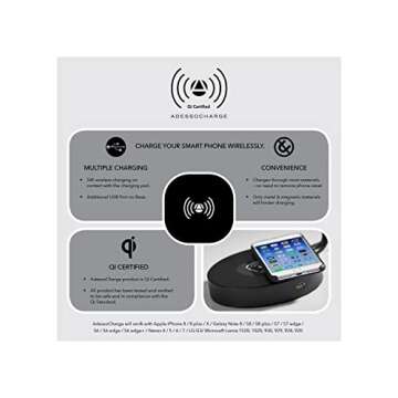 Adesso 5131-21 Emerson Desk Lamp Wireless Charging, 7W LED, 5W QI, USB Port, Indoor Lighting Lamps