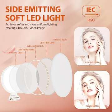 ACMEZING Upgraded Full Screen Ring Light 60 LED Side Emitting Anti-Glare Clip-on Light for Phone iPhone Computer Laptop Monitor, 3 Light Modes for Live Streaming, Selfie, Zoom Video Conference,TikTok