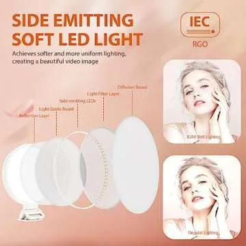 ACMEZING Upgraded Full Screen Ring Light 60 LED Side Emitting Anti-Glare Clip-on Light for Phone iPhone Computer Laptop Monitor, 3 Light Modes for Live Streaming, Selfie, Zoom Video Conference,TikTok