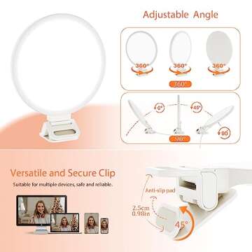 ACMEZING Upgraded Full Screen Ring Light 60 LED Side Emitting Anti-Glare Clip-on Light for Phone iPhone Computer Laptop Monitor, 3 Light Modes for Live Streaming, Selfie, Zoom Video Conference,TikTok