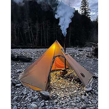 DANCHEL OUTDOOR Ultralight Titanium Tent Camping Stove, Portable Wood Stove with 2.5M Pipe for Backpacking, 5lb